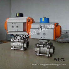 Three Piece Female Threaded Ball Valve with Pnuematic Actuator